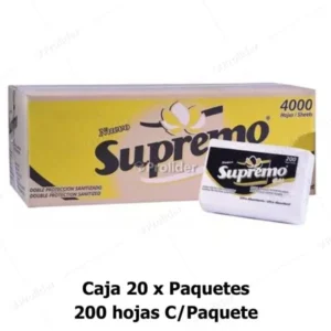Caja Papel Toalla Interfoliado Supremo 20 paquetes 200 hojas