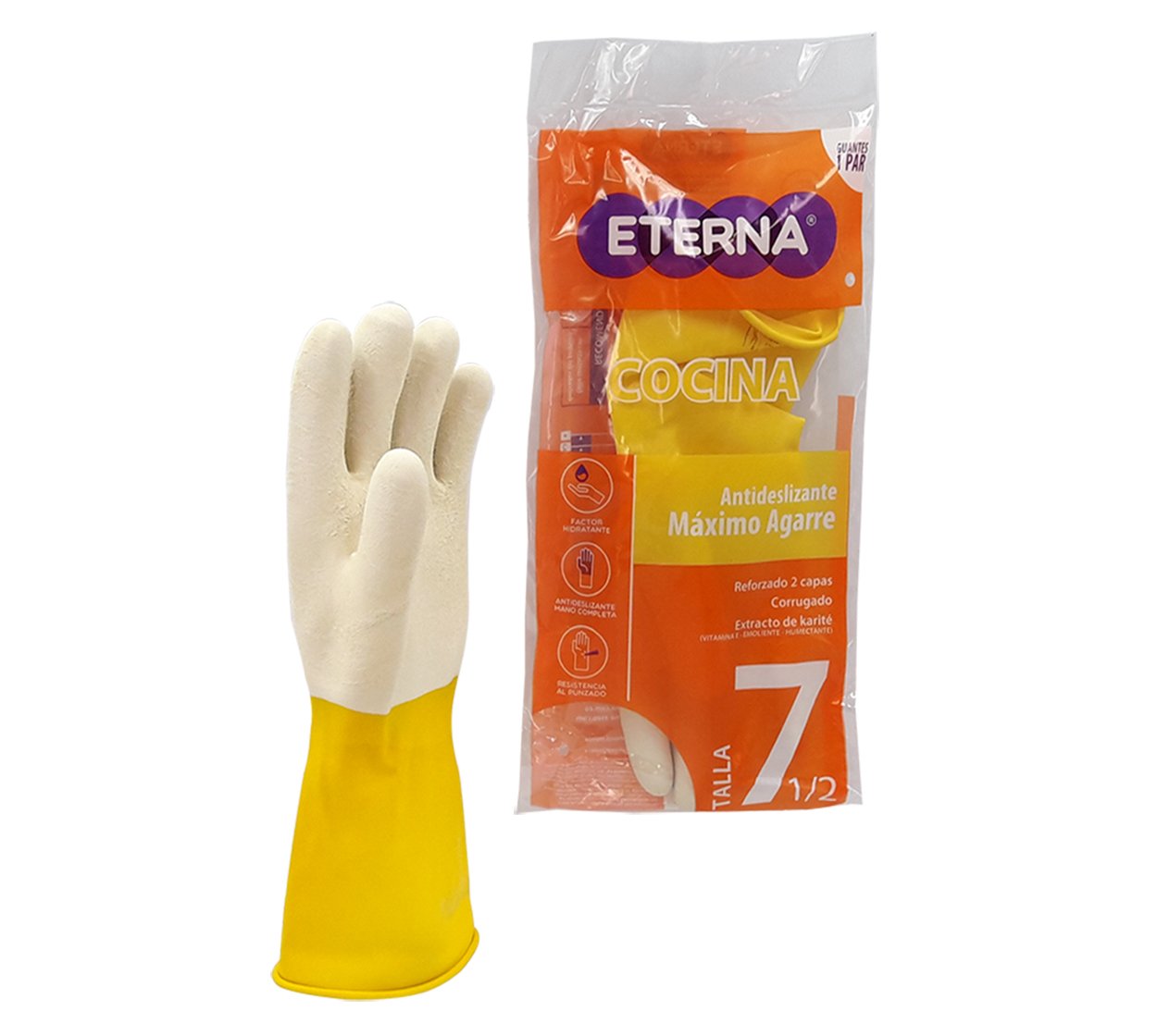Guantes Corrugados Eterna Amarillos Talla 7 (S) Talla 8 (M) talla 9 (L)