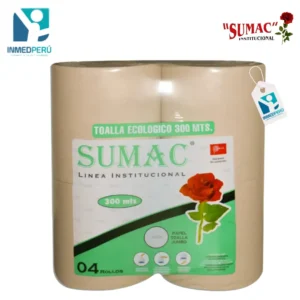 Papel Toalla Jumbo Sumac Ecologico Gofrado 300 mts paquete x 4 rollos