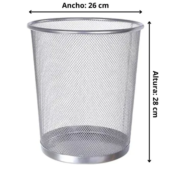 papelera malla de metal plomo de 28 ctms